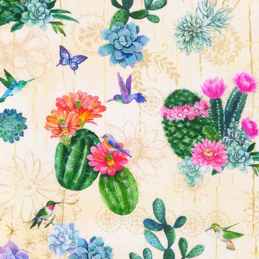 Desert Blooms Cactus Sand AHVD21975153 By Elena Vladykina For Robert Kaufman