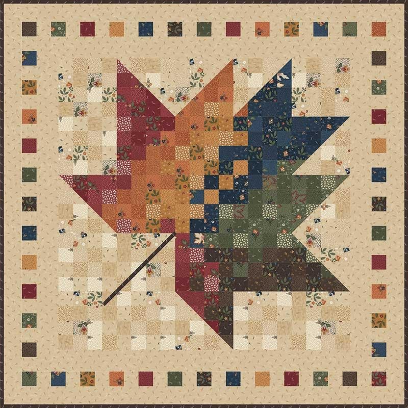 Nature's Watercolor Fluttering Leaves  Charm Quilt By Kansas Troubles Lynn Hagmeier 28"x28"