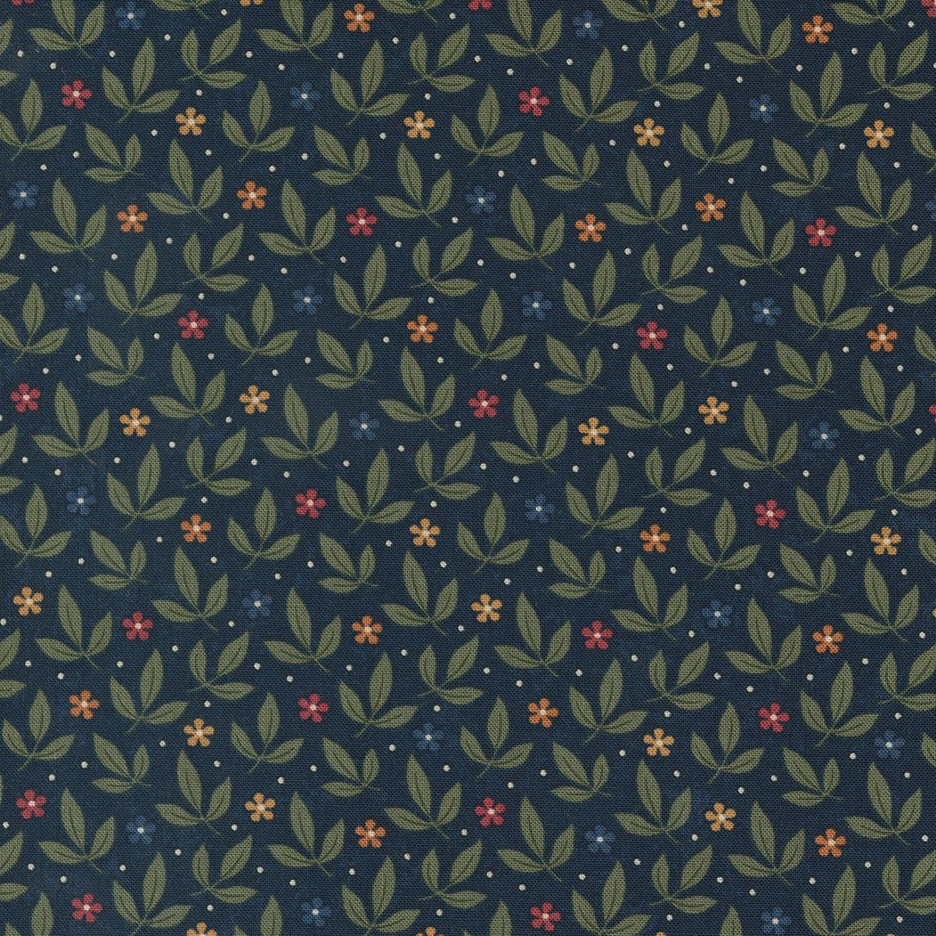 Fluttering Leaves Blue Spruce 9734 14 By Kansas Troubles For Moda, Floral Fabric